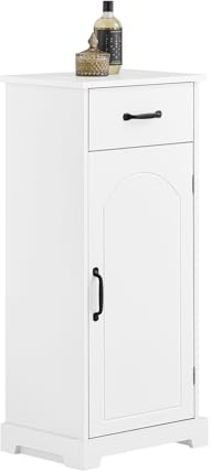 SoBuy Armario de Baño Estrecho – Mueble Auxiliar de Baño con Cajón y Estantes Ajustables, Cajonera de Madera Blanco, 42x30x93cm, BZR207-W