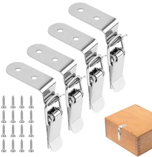 JRYXDS 4 Pcs Fermoir De Tension En Acier Inoxydable Avec Vis, Fermoir À Levier De 76 Mm, Loquet À Ressort À Bascule, Clip De Serrage, Fermeture De Boîte, Capuchon De Verrouillage Pour Boîte À Outils