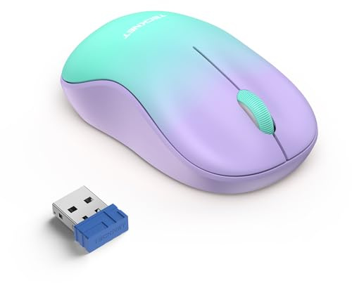 TECKNET Silent Wireless Mouse for Laptop, 2.4GHz Portable Computer Mouse Wireless with USB Mini Receiver, 18-Month Battery Life, 5-Level Adjustable 3200 DPI, Ambidextrous Design for PC, Mac, Laptop