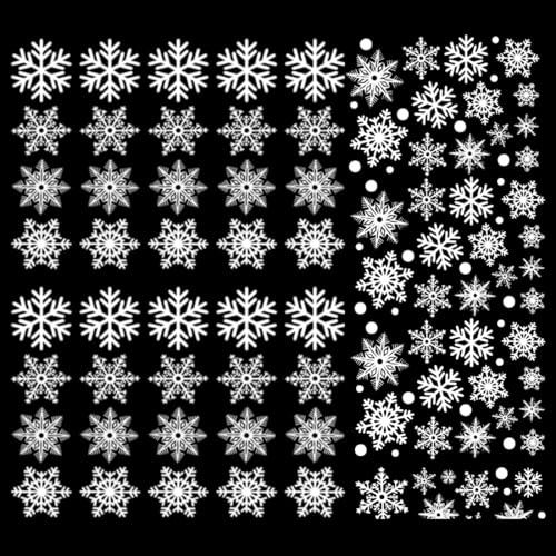 YUVKIN 240 PCS Wiederverwendbar Statisch Haftend PVC Schneeflocken Fensterbilder Weihnachtsdeko für Fenster, Vitrine, Türen, Schaufenster (Winter)