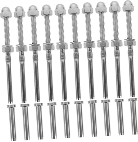 POPETPOP 10 set Kit di Tendifilo in Acciaio Inox per Recinzione Cavo Tensionatore Swage Portatile e Compatto per Progetti di Railing su Terrazzi e Interni Facile da Installare per Fili in