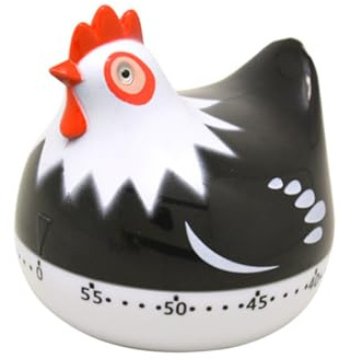 MUELODSIC Timer da Cucina Meccanico Forma di Pollo Nero Contaminuti Rotante per Cucina e Casa Promemoria Sonoro per Cottura Gestione per Forno e Uova
