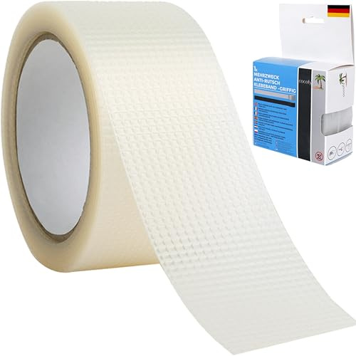 cocofy Mehrzweck Anti-Rutsch Grip Klebeband aus Gummi, transparent, Gummistreifen selbstklebend 5x301 cm – nicht abrasiv, wasserfest, BPA frei [NEUHEIT 2026]