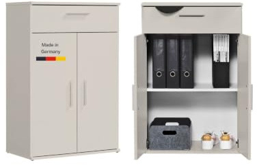 mokebo Mehrzweckschrank Büroschrank 'Der Praktische' (60x90 cm) Made in Germany, aus Holz in Kaschmir, mit Schublade, Aktenschrank, Schuhschrank in Beige