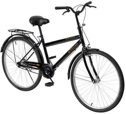 Baroni Home Bicicletta da Passeggio da Uomo, Manubrio e Sellino Regolabile, Bici 26 Pollici con Doppio Freno Anteriore e Posteriore, City Bike, Nero, 168x110 cm