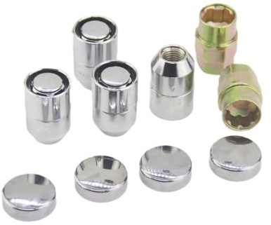 Pernos de Rueda para Hyundai M12x1.5 Tuercas de Seguridad para Ruedas 4 x Tuercas de Seguridad con 2 Llaves Pernos de Rueda de neumático de automóvil forjados de Acero al Carbono