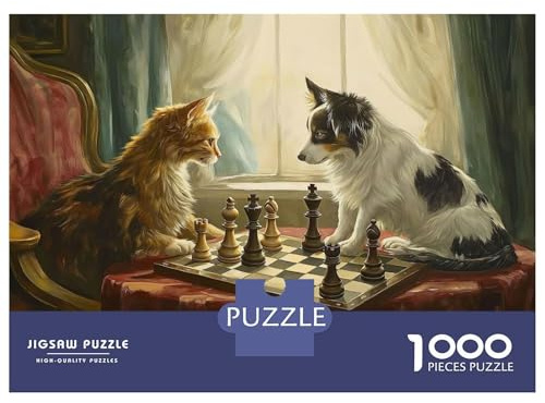 Rompecabezas para Adultos De 1000 Piezas Funny Pets Chess Game Rompecabezas para Adultos Juegos Relajantes Alivia El Estrés Ayuda A Ejercitar El Cerebro 38x26cm/1000pcs
