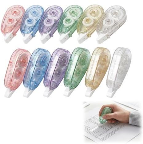 MKtoko 12 Pcs Correction Tape Rollers, White Out Tape for School and Office | Smooth Instant Corrections with Tear Resistant Tape, Comfortable Grip for School, Office and Everyday Use