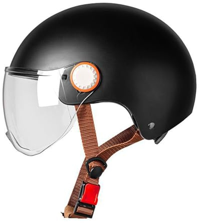 Casco Mezzo Da Motociclista Omologato ECEDOT Caschi Cromwell Piccolo E Portatile Caschi Jet E Demi-Jet Con Sun Visiera Aperto Casco Retrò Moto Uomini Donne Elmetto Scodella B,55-62CM