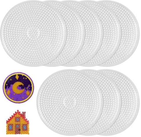 8 Pièces Ronds Plaque Perle a Repasser, Plaques de Perles à Repasser de 5mm | Plaque Transparente pour Perles à Repasser, Plastique, 15,5 cm de Diamètre, pour Decorations DIY et Loisirs Créaifs