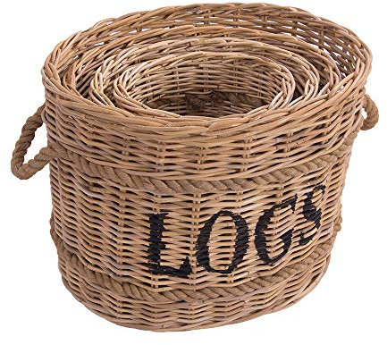 Vintage Line Korbset Rope oval 4 Körbe Rattankorb Naturrattan Tragekorb Truhe Wäschekorb Vorratskorb