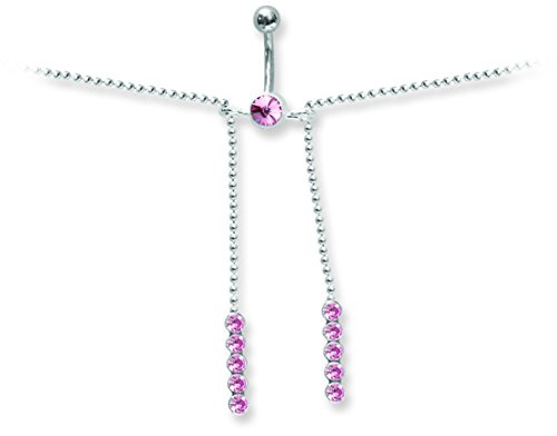 Jewelry By Sweet Pea SGSS Gem Curv BB w/Belly Chain & 2 Charms Attached 14G (1.6mm) 7/16 (1