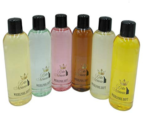 Dufte Momente | Whirlpool Duft 6 x 260ml - freie Wahl der Düfte | Badezusatz | mit naturreinen und natürlichen ätherischen Ölen | kein Schaum | vegan und ohne Tierversuche