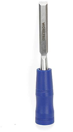 WORKPRO W043001 Cincel de madera de 1/2 pulgada - Cincel de tallado de madera con diseño resistente, hoja de acero endurecido y templado, cincel para carpintería para uso con martillo o mazo, zinc