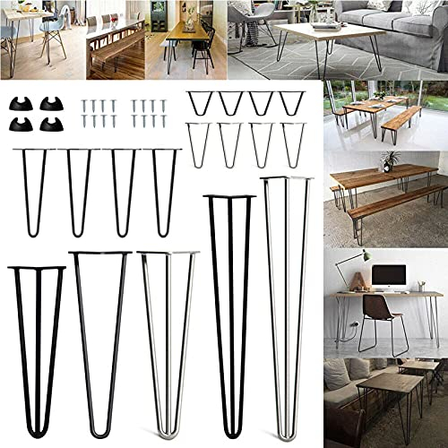 4er Set Haarnadelbeine 35cm Haarnadel Tischbein Hairpin Leg aus Stahl 2-Stange Bein Möbelbein Möbelfüße Tischkufen für Couchtischbeine Pflanzenhocker Nachttisch Schwarz