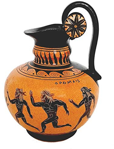 Ancient Greek Pottery,Rhodian Oinochoe 20cm,shows themes from Ancient Athletics
