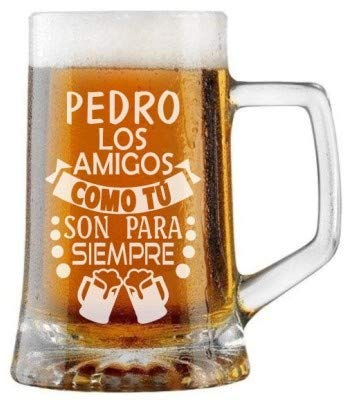 Arte-Deco Jarra de Cerveza Personalizada AMIGOS PARA SIEMPRE. Regalo Grabado Personalizado Hombre o Mujer. Regalo Práctico, Elegante, Divertido, Obsequio Novedoso Original. Detalle Celebraciones