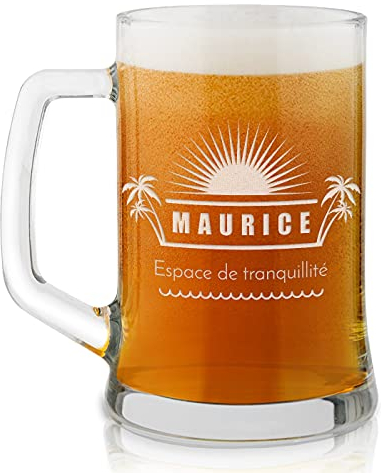 Maverton Chope à Bière Gravée - Contenance : 50 cl – Verre à Bière Personnalisé avec Anse - Souvenir pour les Amateurs de Bières – Cadeau Anniversaire Homme - Idee Cadeau Homme - relaxation