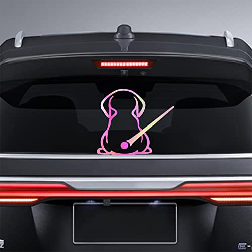 Dreothy Dog Decals - Waterproof Rear Wiper Decal, Funny Dog Moving Tail Stickers for Car Windshield, Rainbow White