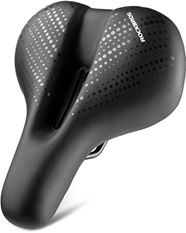 ROCKBROS Fahrradsattel Bequem Breit Fahrrad Sattel Atmungsaktiv Hohler Memory Foam Sattel für City-Bike/Trekking/Rennrad/MTB Herren Damen