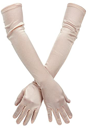 SAVITA Gants de Soirée Femme en Satin Coude pour Opéra (Champagne)