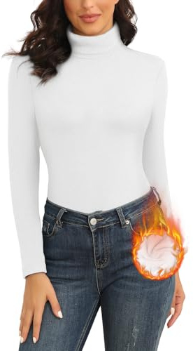 WOWENY Haut Thermique À Col Roulé pour Femme Pull Polaire Chemise À Manches Longues Chaud Doux Confortable sous-Vêtements De Ski Hiver Automne