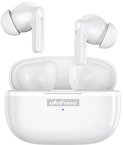 Ulefone Auriculares inalámbricos, micrófono intraural, Bluetooth 5.1, carga tipo C, control táctil, pantalla LED, para iPhone/Android/iOS, blanco
