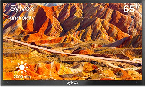 SYLVOX Outdoor TV, 4K UHD 65 Inch Smart TV, IP55 Waterproof 2000 nits Brightness for Full Sun, Outdoor Television for Outside Pool Garden, Android OS with Voice Assistant & Screen Cast (Pool Pro)