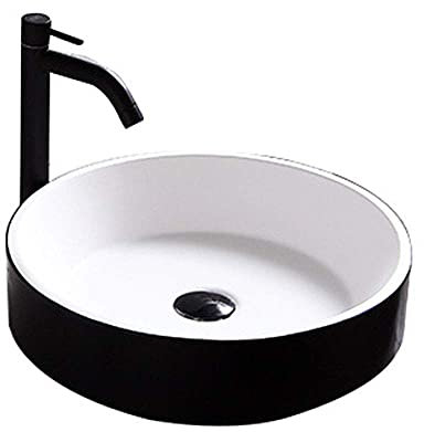 Lavandino da bagno rotondo Lavandino da bagno in pietra artificiale Lavandino da bagno Lavandino da bagno ovale con scarico Lavandino da lavabo Lavandino artistico per lavabo Mobile da toeletta