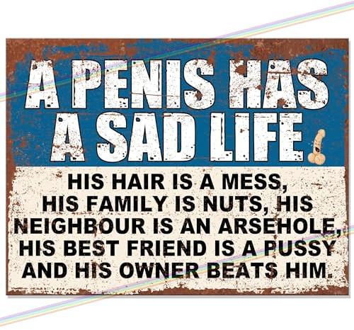 Penis Sad Life Beer Metal Bar Sign Bar Father's Day Accessories Home Pub Retro Outdoor Garden Bar Wall Plaque Funny Man Cave Gift Vintages Memorabilia 20cm x 15cm