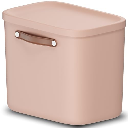Rotho Maloja Aufbewahrungsbox mit Deckel 25 L stapelbar mit Griff Rosa | Aufbewahrungsboxen für klare Boxen Aufbewahrung, sicher verschließbar, modular kombinierbar, pflegeleicht, elegantes Rosa