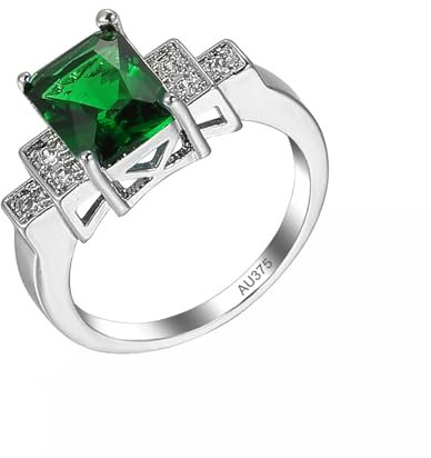 Epinki 9K Au375 Weiß Gold Pärchen Ringe, Empfindlich Partnerringe mit Labor Erstellt Smaragd Grün, Gold 375 Trauringe Echt Goldschmuck, Gr.66 (21.0)