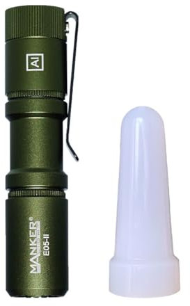Manker E05 II Compact EDC Flashlight, High Density 1300 Lumens White LED Emitters,Eeay to Carry, for Hiking (Army Green,No Battery, with White Filter)