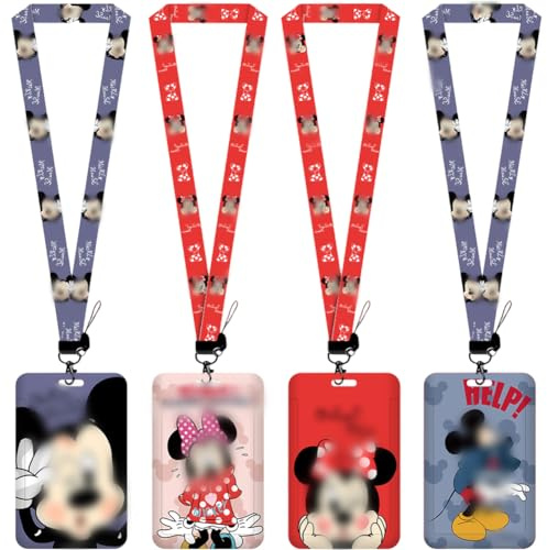 NTEVXZ 4pcs Lanyard con Soporte para Tarjetas, Cordones con Fundas de Tarjetas, para Tarjeta de Identificación y de Estudiante Permiso de Trabajo
