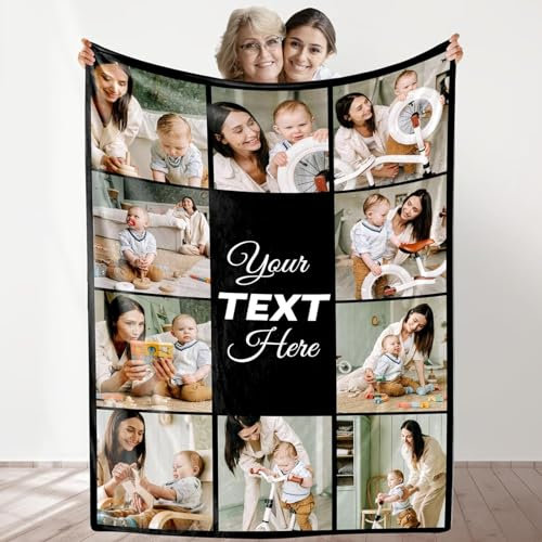 Personalisierbare Decke mit Fototext, individuelle Decke mit 10 Fotos, antistatisch, individuelle Überwurfdecke für Erwachsene und Kinder, Geschenke für Mutter, Vater, Freund, Freundin (101,6 x 76,2