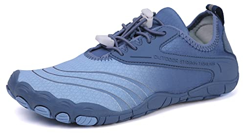 AUXDIQ Schwimmschuhe Badeschuhe Aquaschuhe Surfschuhe Wasserschuhe Strandschuhe Barfuß Schnell Trocknend für Damen Herren Blau, 43 EU