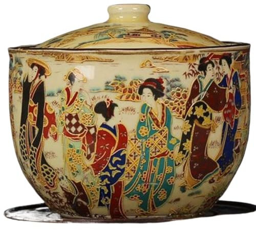 OTENG Porzellan im Hofstil Pastell-Porzellanschale, Porzellan-Reisschale im chinesischen antiken Palaststil, 12,5 cm Porzellan-Famille-Rose-Figurenmuster, Glas-Kollektion, Ornamente
