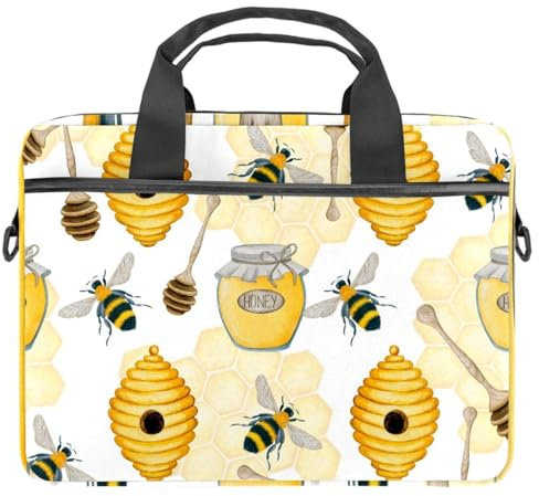 Bees Honey Jar Cuillère et ruche pour ordinateur portable 13 13,3 14,5, multicolore, 11x14.5x1.2in /28x36.8x3 cm
