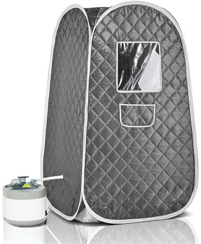 AOEGBY Sauna da Casa Tenda Pieghevole for saune for la casa Personale for Sauna a Vapore Portatile for Tutto Il Corpo con generatore di Vapore da 4 Litri e 1500 W Portable Sauna(Gray Set)