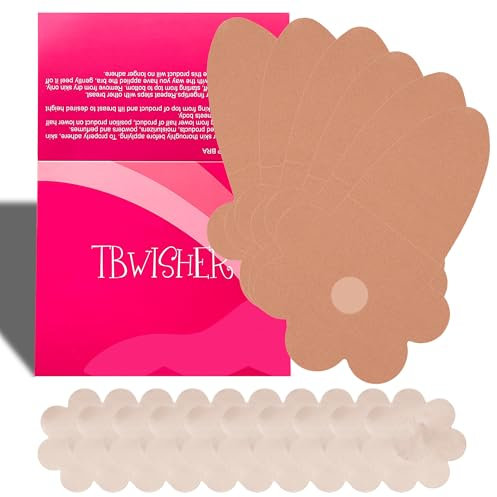 Tbwisher Boob Tape for Breast Lift Boobytape - 3 Pairs Sticky Body Tape for Push-up Shape for Breast Support Lift 5 pairs Nipple Protector covers (Beige, F-G-H)
