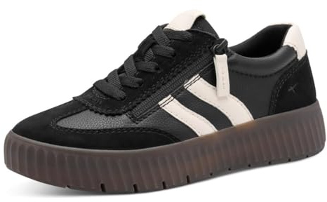 Tamaris Comfort Damen Sneaker flach mit Reißverschluss Freizeit, Schwarz (Black Comb), 38 EU