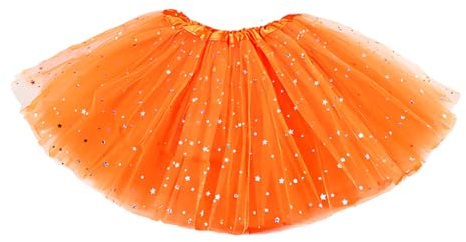 BCHKO Tüllrock Kinder Mädchen Röcke Tutu Prinzessin Ballettrock Minirock Tanzkleid Partykleid (2-7 Jahre)(orange)