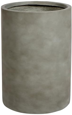 Beliani Pot de Fleurs Effet Béton MgO 36 x 36 x 51 cm Intérieur Extérieur Rond Gris Eucommia