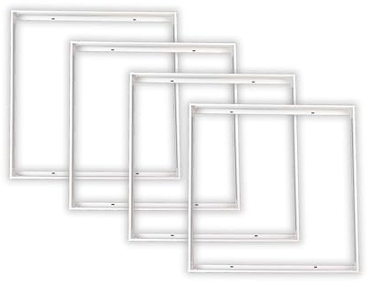 Lichttechnik24® 4er Pack Aufbaurahmen für 62x62cm LED-Panel, steckbar, Aufputzrahmen, Deckenmontage, Wandmontage, Aluminium, weiß, 62x62x4,4 cm - für 1cm flache Sidelit Panels