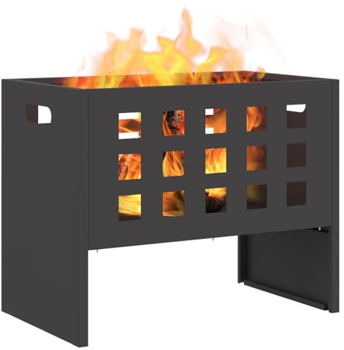 vidaXL Braise Noir 50 x 30 x 40 cm Acier, Braises de Jardin et terrasse, feu Rectangle, Chauffage Portable, Style Moderne, résistant aux intempéries