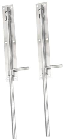 HOMSFOU 2pcs Stainless Steel Door Slide Latch, Bolt Lock for Cupboards and Bathroom Use, Horizontal Installation, Simple Fit, Silver