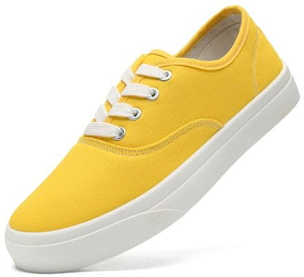 Ladies Canvas Shoes Women Men Low Top Sneakers Trainers Plimsolls Pumps(Yellow 263)