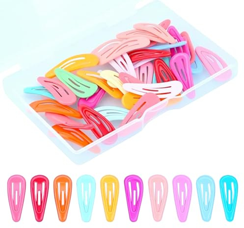35 Piezas Pinzas Pelo 3 cm con Caja Plástico, Multicolor Pinzas Pelo, Pinzas Metal,Diseño seguro con puntas redondeadas Pinzas,para peinados,Fijación mechones
