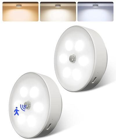 EZVALO Motion Sensor Lights Indoor, Dimmable Rechargeable Night Lights | 3 colour temperature, wireless simple to install, suitable for cabinets, stairs, corridors, closets