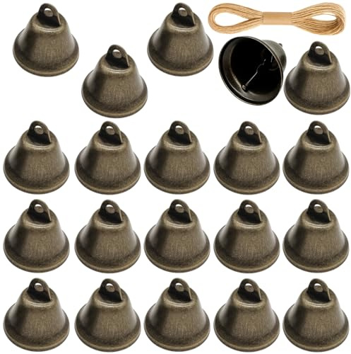 Glöckchen Zum Basteln, 20 Stück 38mm Glocken in Antik Bronze, 1mm 10m Draht, Weihnachtsdeko Zum Basteln, Kleine Glöckchen Für Weihnachtsdekoration, DIY Deko